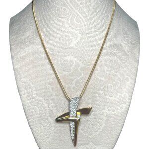 Vintage Goldtoned & Crystal Necklace on Snake Chain 17 1/2